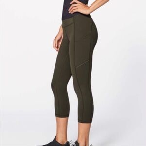 Lululemon Speed Up Crop (21") Dark Olive Size 6